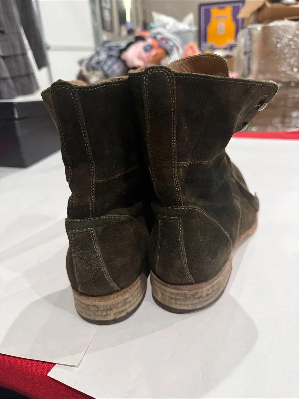 John Varvatos Olive Suede Chukka Lace-Up Boots